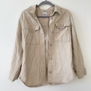 New Kensie Jeans Cotton Utility Jacket Over Shirt in Tan Size Medium